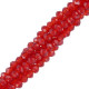 Faceted glass beads 3x2mm disc - Vermilion red-pearl shine coating